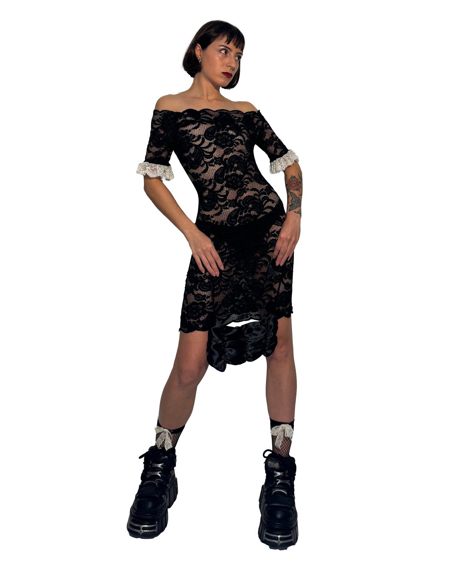 Upcycled Short Tight Lace Dress